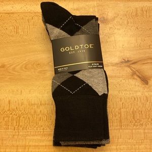 Brand new 4 pack Gold Toe Men’s Flat Dress Crew Socks - Black